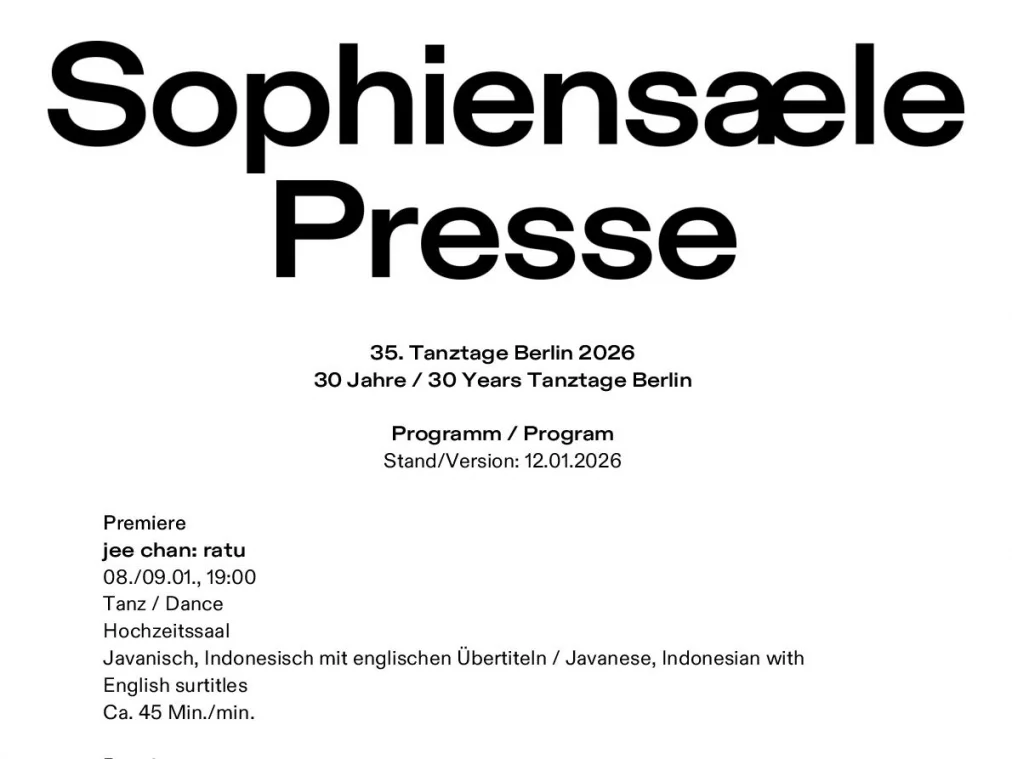 Das Programm der Tanztage Berlin 2026 als PDF