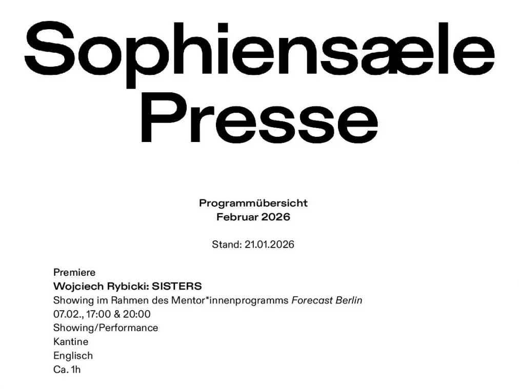 Das Programm der Sophiensæle im Februar 2026 als PDF