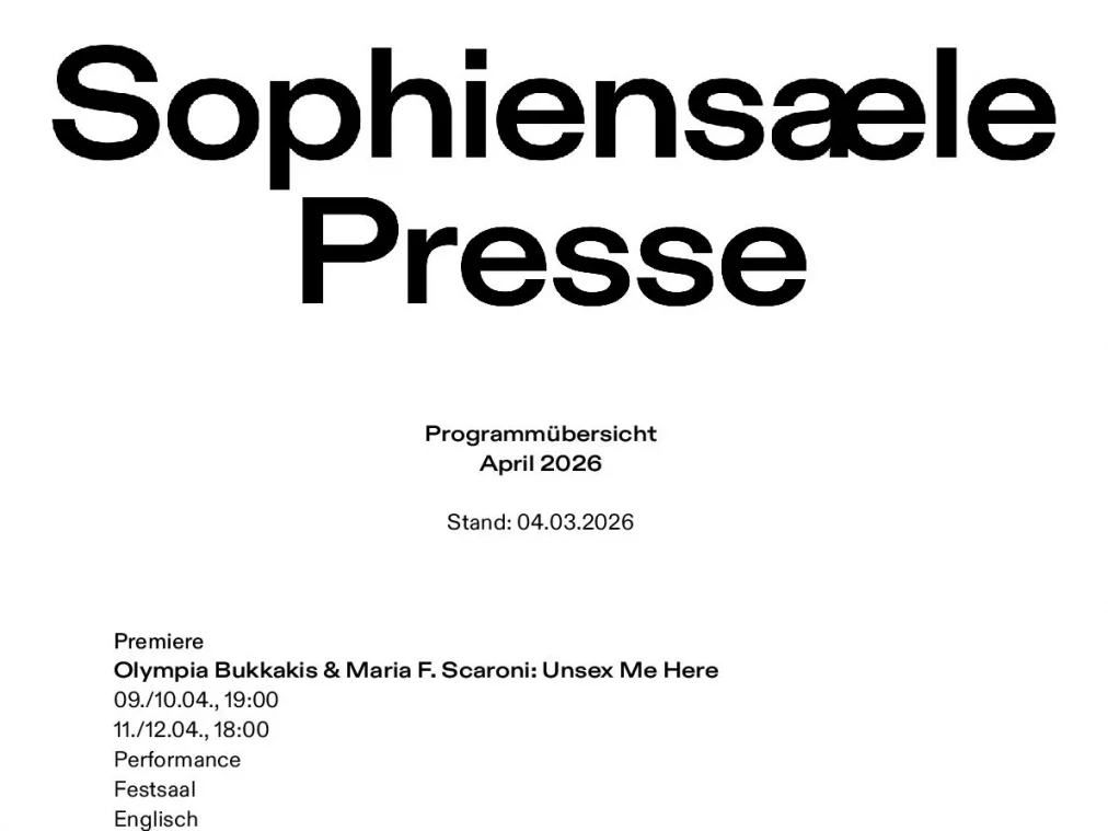 The program of Sophiensæle in April 2026 as PDF to download